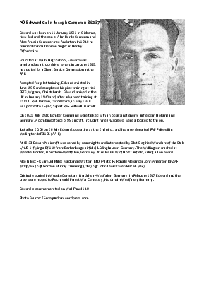 A preview of a PDF biography for Cameron, Edward Colin Joseph